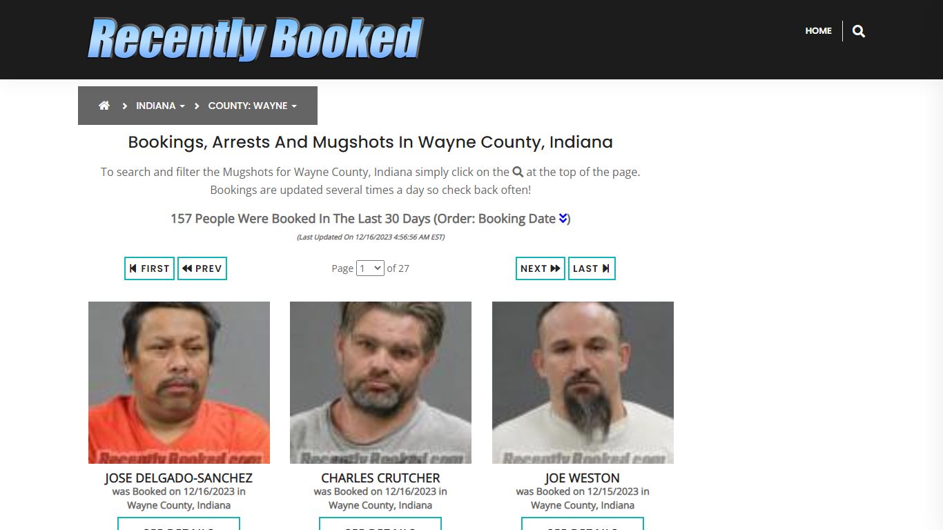 Recent bookings, Arrests, Mugshots in Wayne County, Indiana